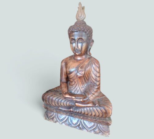Vintage Hand Crafted Balinese Suar Wood Buddha Meditation Statuette