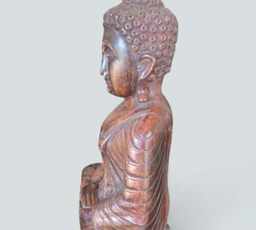 Vintage Hand Crafted Balinese Suar Wood Buddha Meditation Statuette