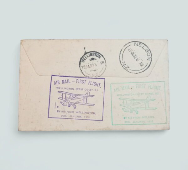 New Zealand 1932 Airmail Cover with Red and Blueboy Stamps!