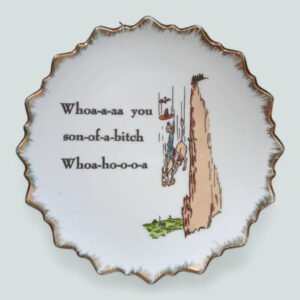 Funny "Whoa You Son of a Bitch Whoa" Ceramic Wall Plate Cowboy on Horse