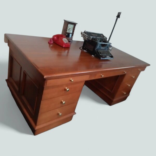 Panelled Solid Wood Twin Pedestal Partners Desk