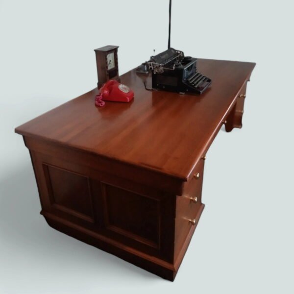 Panelled Solid Wood Twin Pedestal Partners Desk